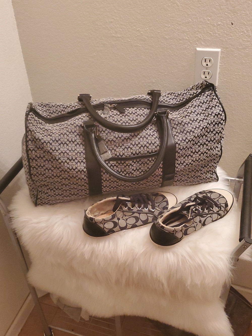 Coach Monogram Duffel and Matching Sneakers in Black and Gray (Size 10 SHOE)